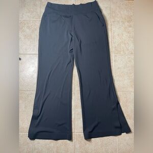 Athleta Black Split Hem Wide Leg Nylon Athletic Pants, Size Large